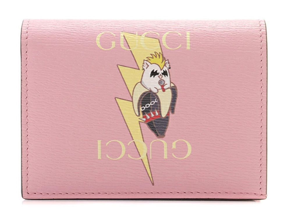 Gucci Lightning Bolt Compact Wallet Pink Leather